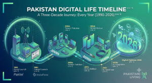 Pakistan Digital Life Timeline – Every Year from 1990 to 2026