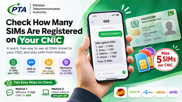 How to Check SIMs Registered on Your CNIC in Pakistan (2026)?